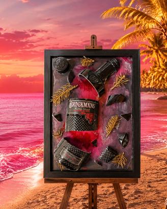 QUADRO VINTAGE CON BOTTIGLIA GIN