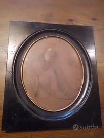 Cornice nera con antico disegno di vecchio 29x25