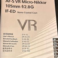 Manuale d'uso AF-S VR Micro-Nikkor 105mm f/2,8G IF
