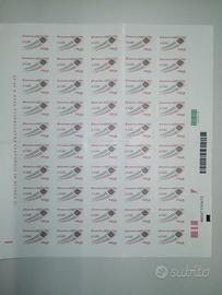 Foglio intero 50 francobolli da 0,80 euro Italia