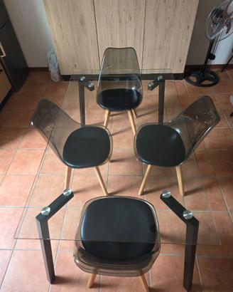 Tavolo in vetro temperato + 4 sedie