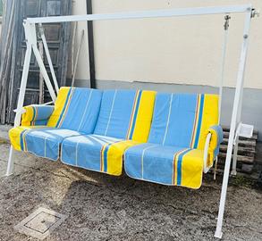 Dondolo 3 posti bianco con cuscini