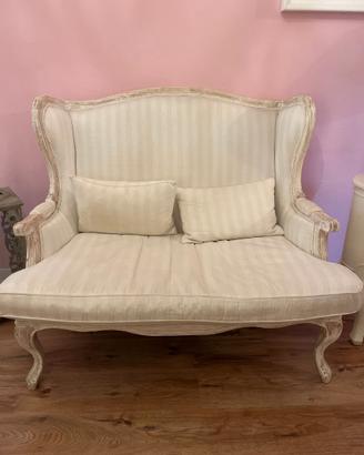 Divanetto shabby chic 2 posti bianco imbottito