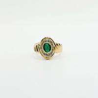 Anello oro 18 kt smeraldo e diamanti naturali