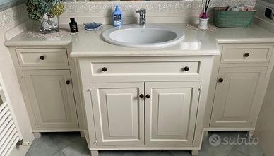 Arredo bagno 190×63 – Marmo  Botticino & legno