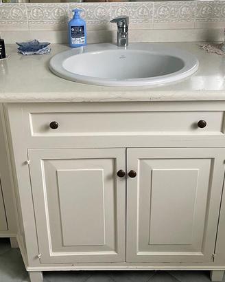 Arredo bagno 190×63 – Marmo  Botticino & legno