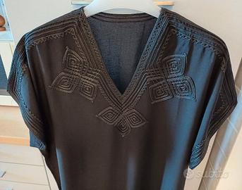 CAFTANO NERO MAROCCO. Vestito etnico Donna e Uomo