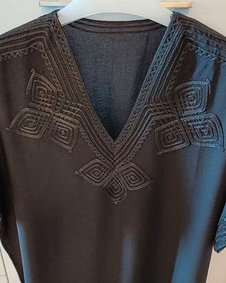 CAFTANO NERO MAROCCO. Vestito etnico Donna e Uomo