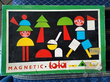 GIOCO COSTRUZIONI IN LEGNO MAGNETICO ANNI 60 