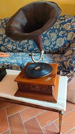  Grammofono vintage a tromba funzionante manovella