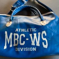 Borsone palestra vintage blu capiente con tracolla