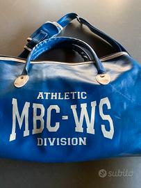 Borsone palestra vintage blu capiente con tracolla