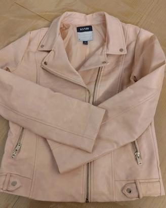 giacca di pelle modello chiodo rosa per ragazza 