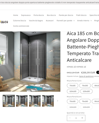 Box doccia nuovo Aica angolare due porte battente