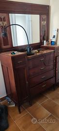 cassettiera specchio in mogano