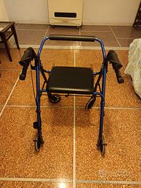 Deambulatore rollator 4 ruote con seduta e cestino
