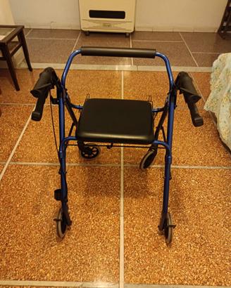 Deambulatore rollator 4 ruote con seduta e cestino