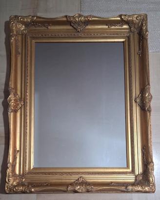 Specchio con cornice in legno foglia oro classica