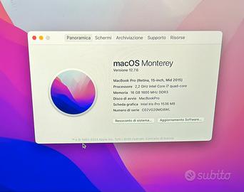 Mac book pro 15 2015