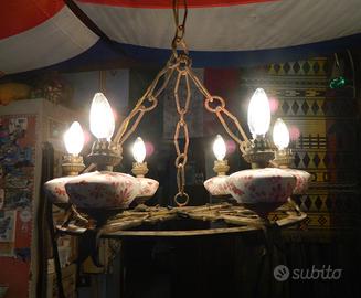 Lampadario artigianale candelabro a sei luci