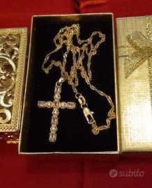 Girocollo Placcato ORO18K G.F. con croce zirconi 