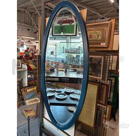 SPECCHIO VINTAGE OVALE CORNICE BLU MOLATO