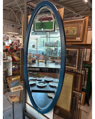 SPECCHIO VINTAGE OVALE CORNICE BLU MOLATO