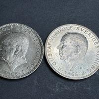 2 monete svezia 5 kronor argento