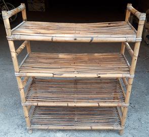 Antico Mobile in vimini 4 supporti mensole Vintage