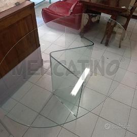 TAVOLO DI CRISTALLO OVALE CON BASE CRISTALLO