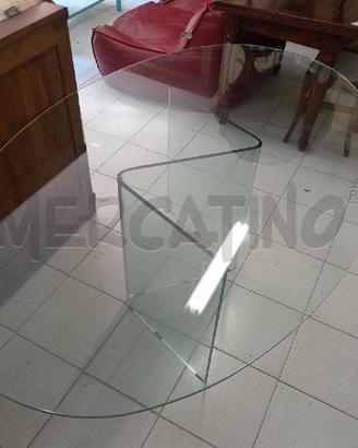 TAVOLO DI CRISTALLO OVALE CON BASE CRISTALLO