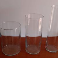 Set di 3 vasi cilindrici in vetro trasparente - Va