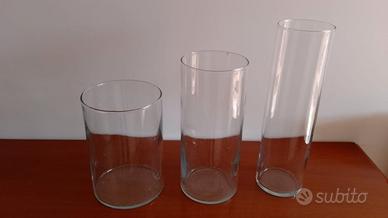 Set di 3 vasi cilindrici in vetro trasparente - Va