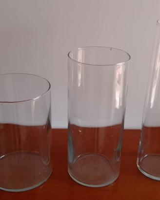 Set di 3 vasi cilindrici in vetro trasparente - Va