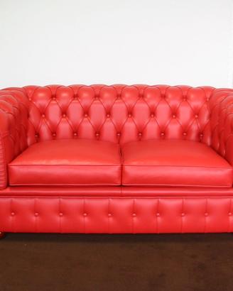 Divano Chesterfield 2 posti rosso – 165 cm – Nuovo