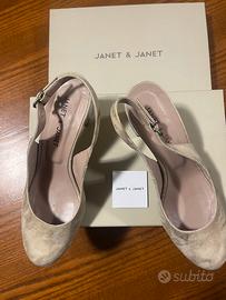 Decollette elegante tacco comodo 7 cm mekange oro