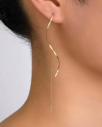 Orecchini lunghi ondolati e dorati