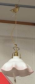 Lampadario a sospensione, paralume in vetro sagoma