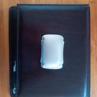 Rubrica e block notes in pelle con placca argento