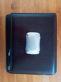 Rubrica e block notes in pelle con placca argento