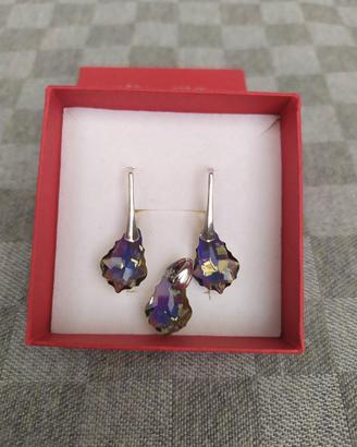 Parure orecchini/ciondolo in argento con Swarovski