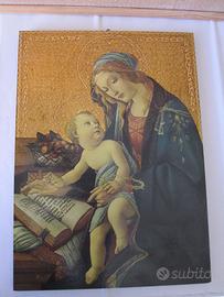 Quadro antico su legno decorato Vergine Botticelli