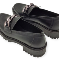 Mocassini Donna Chunky Neri Vera Pelle MADE IN ITA