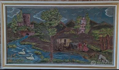 Quadro uncinetto dipinto a mano 