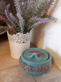 Cofanetto portagioie in ceramica fregi floreali