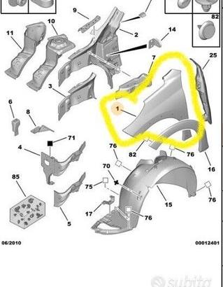 Parafango anteriore destro Peugeot 207 7841V0