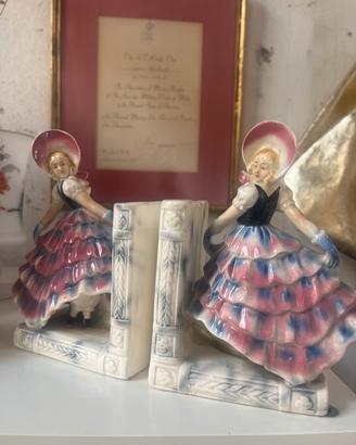Fermalibri in porcellana anni 60
