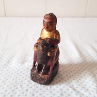 Antica statua legno policromo intagliato XVIII sec