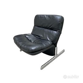 2 Poltrone Sandwich in pelle nera Brunati anni 80