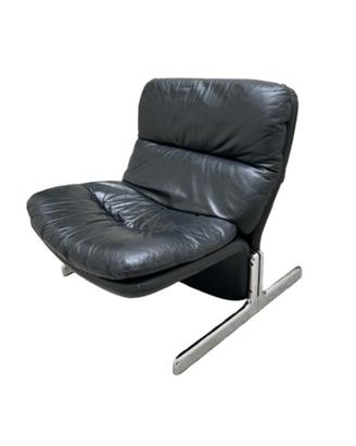 2 Poltrone Sandwich in pelle nera Brunati anni 80
